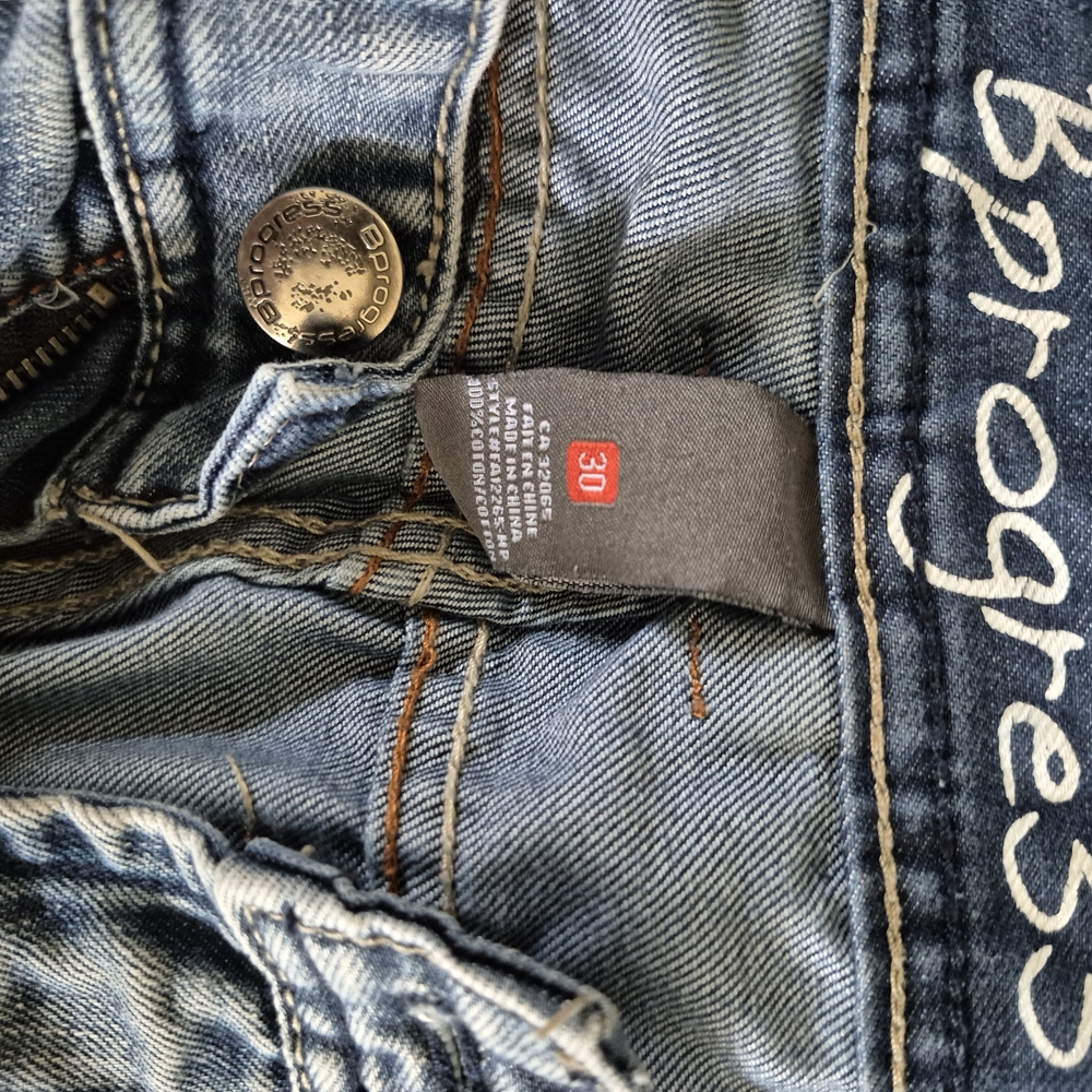 Blue Boot Cut Jeans with Contrast Stitching